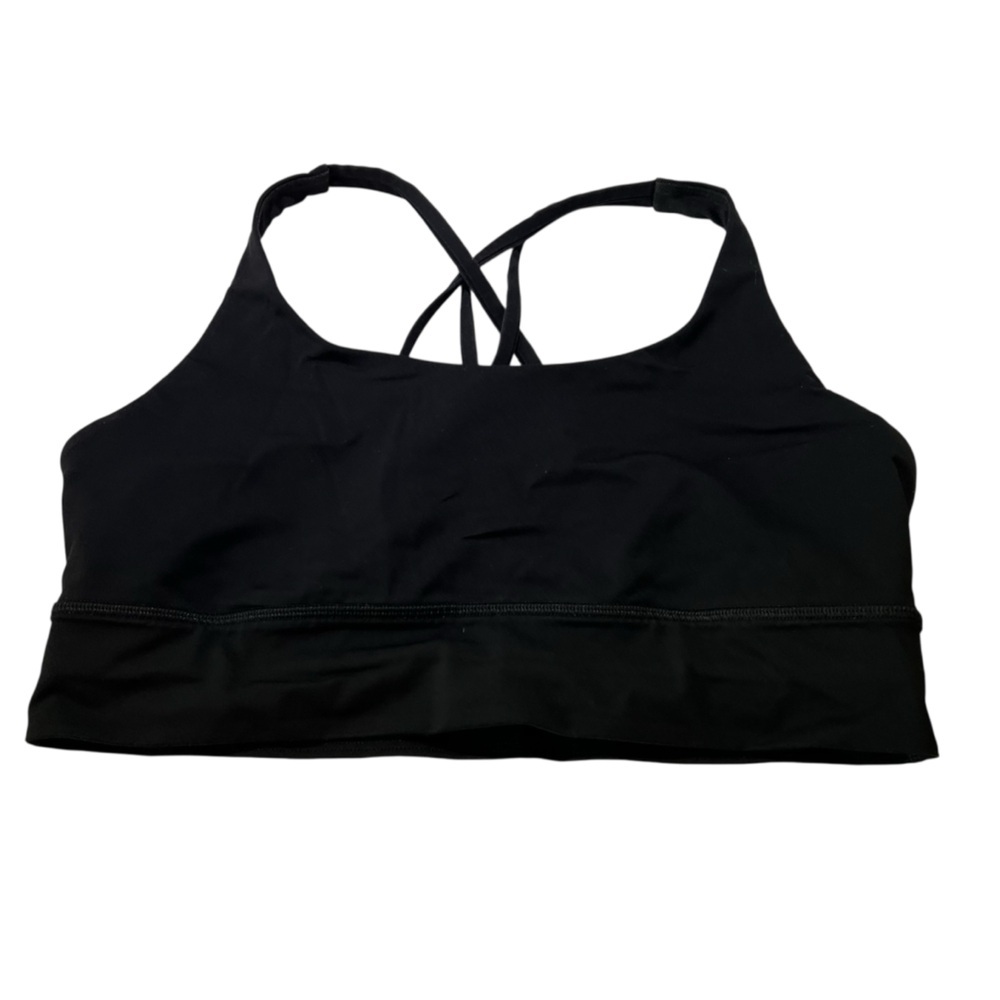 Lululemon Black Strappy Sports Bra Size 12 Medium Support Criss Cross Back